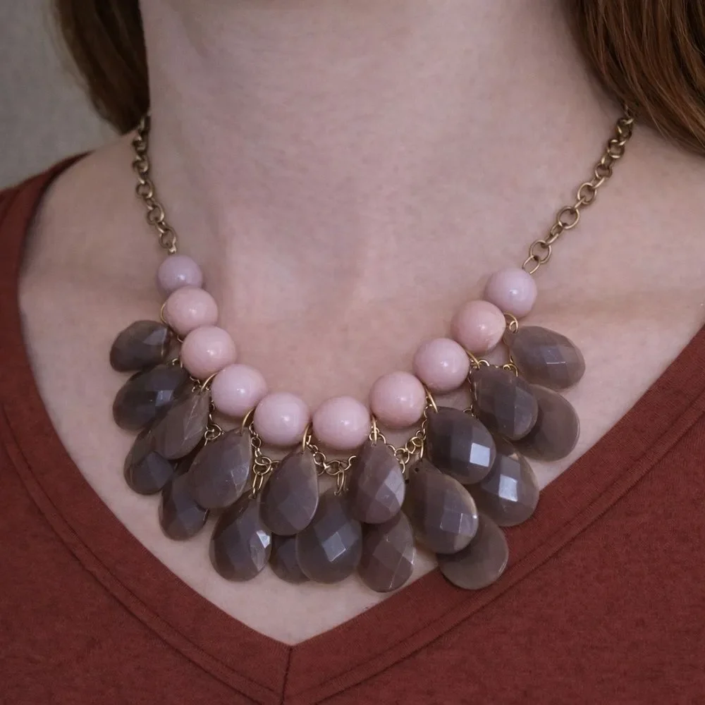 Elegant Pink and Brown Beaded Necklace